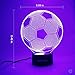 WANTASTE 3D Soccer Decor Lamp Gifts for Boys Girls Room, Night Light Toys with Remote, 7 Colors Changing Bedside Nightlight for Kids Baby