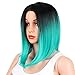 AISI HAIR Short Straight Hair Bob Wig Synthetic Black Middle Part Wig 14R4.07 Bob Wigs