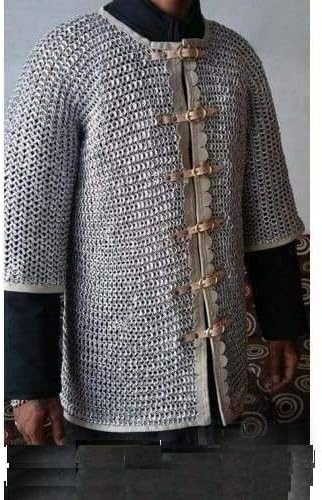uniquewonderitems 10 mm Chainmail Shirt Front Open Aluminum Shirt, Mediveal Huberk,Viking Shirt