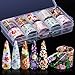 30 Color Nail Foil Transfer Sticker, Kissbuty Holographic Flower Nail Art Stickers Tips Wraps Foil Transfer Adhesive Glitters Acrylic DIY Nail Decoration, 3 Boxes (Flowers and Glitters)