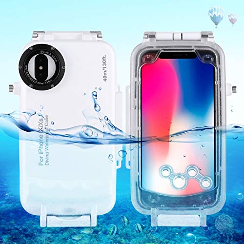 HAWEEL iPhone X/XS Underwater Housing Professional [40m/130ft] Diving Case for Diving Surfing Swimming Snorkeling Photo Video with Lanyard (iPhone X/XS, White)