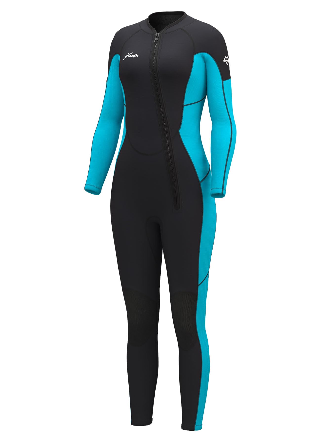 Photo 1 of Hevto Wetsuit Women 3/2mm Neoprene Full Body Front Zip Wet Suit in Cold Water for Surfing Swimming Diving (W1F-Blue, 10T)