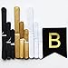 KUNGYO Happy Birthday Flag Bunting Banner and Set of 9 Tissue Paper Pom Poms Flowers Garland for Birthday Party Decorations (Black Banner Gold Letter)