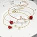CHOA 3D Rose Bracelet,Charm Gold Silver Personalized Rose Pendant Bracelet for Women Girls (red Rose Rose Gold)