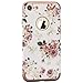 iPhone 7 Case, SwiftBox 3 in 1 Ultra Slim Electroplated Texture Flowers Hard Case for iPhone 7 with Tempered Glass Screen Protector and Owl Phone Strap (Pink Rose)