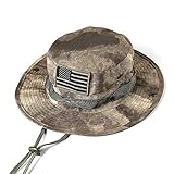 massmall Military Tactical Head Wear/Boonie Hat Cap with USA Patch for Wargame,Sports,Fishing &Outdoor Activties ACU Camouflage