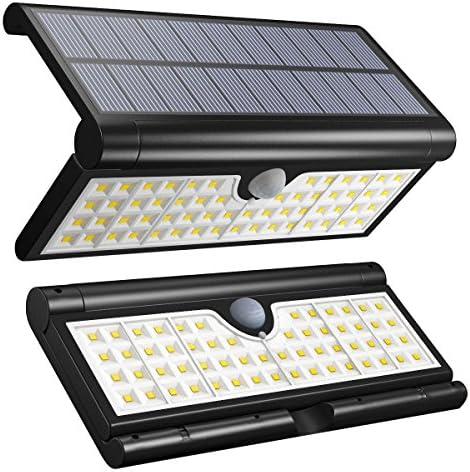 Vmanoo Solar Lights 58 LED Foldable Wireless Wall Light Outdoor Security Lighting Super Bright Camping Lights with Motion Sensor Detector for Garden, Fence, Deck, Patio, Yard, Camping, Driveway 2Pack