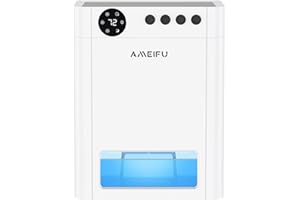 Dehumidifier, AMEIFU 1000 Sq. Ft Dehumidifier for Basement with 135 OZ Water Tank, Quiet Dehumidifier for Bathroom Bedroom Home Room RV Closet with Auto Shut Off 7 Colors LED Light