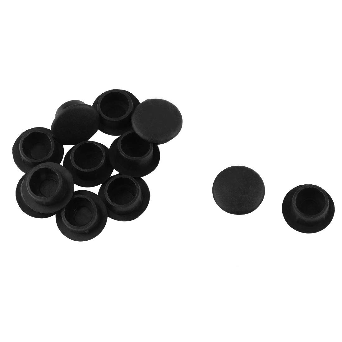 Sourcingmap 12 Pcs Plastic 10mm Diameter Flush Mounted Tube Insert Caps Cover Black
