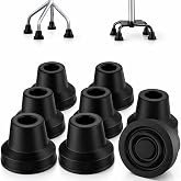 supregear 8pcs Quad Cane Tip, Non-Slip Rubber Cane Tip Extreme Grip Heavy Duty Replacement Rubber Foot for Walking and Standing Stick Accessory