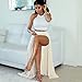 Womens Sexy 2 Pieces Outfits Chiffon Wrapped Crop Top Skirt Bandage Club Dress (L, white)