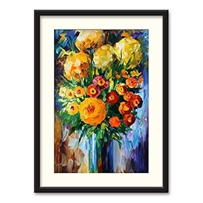 Black Framed Canvas Wall Art Oil Painting Flower Home Artwork Decoration for Living Room, Bedroom - 23x31 inches