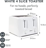 PIFCO Essentials White Toaster 4 Slice Dual Control 6 Browning Levels 1400W view 2