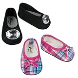 Hot Pink & Teal Plaid Shoes & Black Jeweled Flat Made by Sophia's, Fits 18 Inch American GIrl Dolls