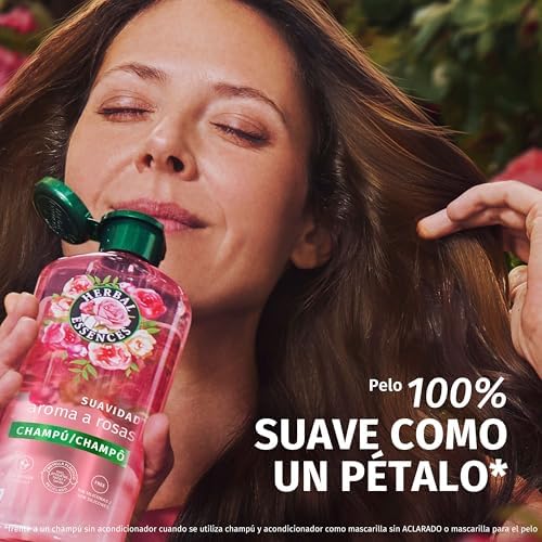 Shampoo herbal essences softness rose, 350 ml, hidrata, origem natural*, sem silicone, vegano, não testado em animais *ingredientes da fórmula