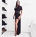 Amoretu Womens Sheer Lace V Neck Gown Dress Maxi Lingerie Set, Black, One Size