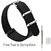 NATO Strap 2 Packs Canvas Fabric Nylon Watch Straps with Stainless Steel Buckle,Adebena Ballistic Replacement NATO Watch Bands Width 20mm Black and Black/Grey