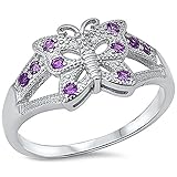 Amethyst Butterfly .925 Sterling Silver Ring Sizes 5-10