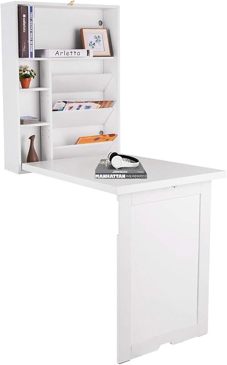 GOPLUS Wandtisch klappbar, Wandklapptisch aus Holz, Computertisch