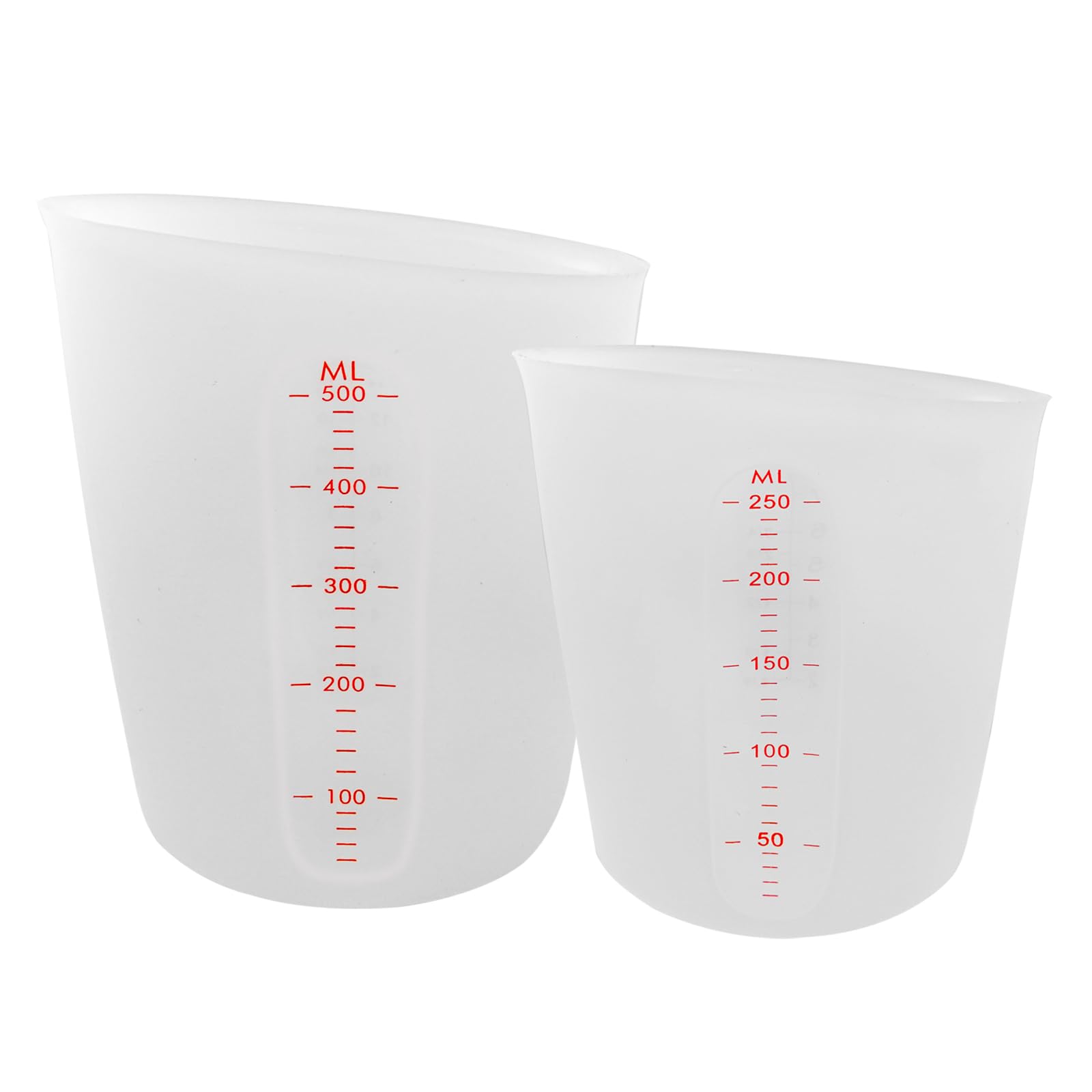 XNJIHWA 2Pcs Silicone Measuring Jugs 250/500ml Non Stick Mixing Cups with Scale Clear for Handmade Craft Epoxy Resin Casting Molds Art Waxing Kitchen (Clear)