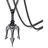 Hisatan Poseidon Trident Pendant Stainless Steel Ancient Greece Amulet Necklace for Men, Gift for Sailor