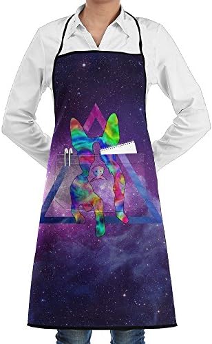 Boston Terrier Rainbown Galaxy Cooking Kitchen Aprons With Pockets Bib Apron For Cooking, Baking, Crafting, Gardening, BBQ