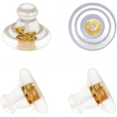 DIYEAR 20pcs 18K Gold Silicone Earring Backs Replacements, Locking Secure Earring Backs for Studs/Droopy Ears, No-Irritate Hypoallergenice Soft Clear Earring Stopper Accessories for Adults (Gold)