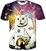 RXBC2011 Universe White Cat Astronaut Short Sleeve T-shirts (L)