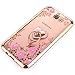 CaseHaven Galaxy J7 Prime 2017 Case, Glitter Crystal Heart Floral Series - Bling Rhinestone Clear TPU Case with Ring Stand for Samsung Galaxy J7 Perx/Galaxy J7 Sky Pro/Galaxy J7 V - Rose Gold