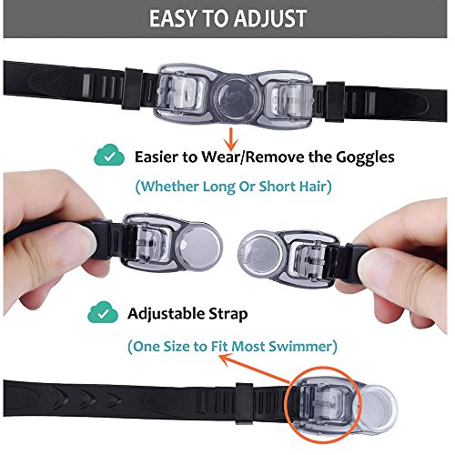 Linwnil Swim Goggles,Swimming Goggles with Mirror Lens for Men Women Adult Youth Kids Girls Anti Fog No Leaking with Earplugs,Nose Clips, and Case (Black/1Pack) - Thumbnail 6