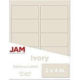 JAM PAPER Shipping Address Labels - Standard Mailing - 2 x 4 - Ivory - 120/Pack
