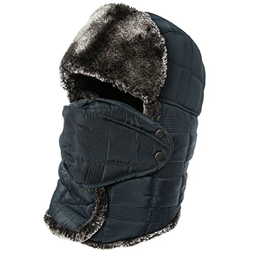 SIGGI Winter Trooper Trapper Russian Bomber Hat Ushanka Men Earflap Hats Navy