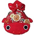BARbee Red Japanese Chirimen & Kimono Print Fabric Goldfish Style Casino Dice Poker Chips Drawstring Bag Pouch for Women, Men Christmas Gift (Small)