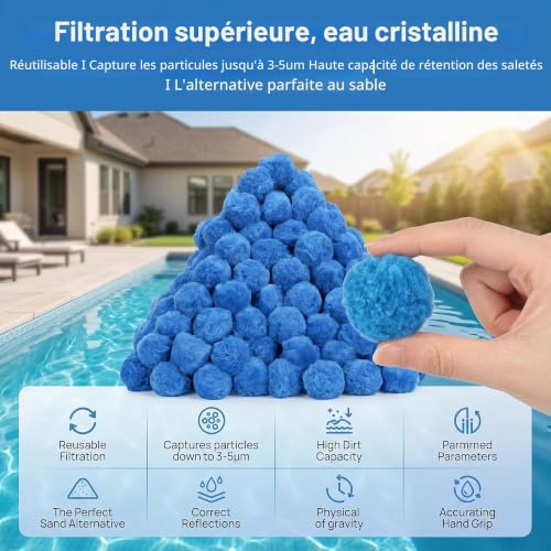 Freyeeti Swimming Pool Filter Ball, Reusable Pool Filter Ball, Suitable for Various Filtration Systems, Sand Filter, Filter Accessories (500g)