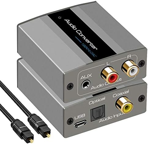 デジタル アナログ Dac 音声 コンバーター Coaxial Optical Toslink Spdif Aux 3 5mm Rca L R ステレオ オーディオ 変換 光デジタル 同軸 サウンド 変換アダプタ Ps4 Xbox Hdtv Dvd ヘッドホン イヤホーン対応 グレー