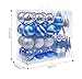 ITART 70ct Christmas Tree Ball Ornaments Decorations Shatterproof Balls and Finial Drops Assortment for Xmas Trees, Wedding, Themed Parties Decoration (Blue, Silver and White)