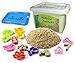 CoolSand Deluxe Bucket - Learning Edition - Set Includes: 2 Pounds Moldable Indoor Play Sand, Shaping Molds, Inflatable Sandbox & Storage Bucket Natural CKMS20