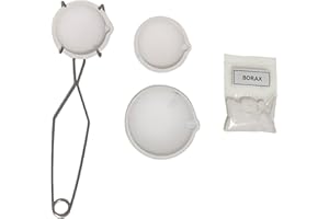 Gofrvikoe 1PC 500g and 2 PCS 150g Ceramic Crucible Bowl Dish Cup Set Refining Melting Gold Silver Copper Jewelry Tool with Whip Tongs Handle 2A and 20g Pure Borax for Metal Melting