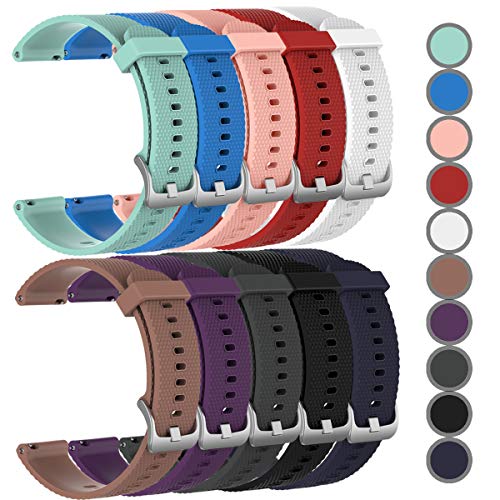 HWHMH Newest Replacement Silicone Bands for Garmin Vivoactive 3/Vivomove/Vivomove HR (No Tracker, Replacement Bands Only) (10-PCS, S)