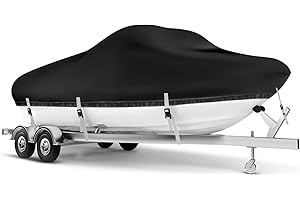 RZKHDZHM Boat Cover 20-22 ft, Waterproof 1200D Heavy Duty Boat Cover, PU Marine Grade Polyester Boat Covers 20-22 ft, Fits Bass, V-Hull, Tri-Hull, Runabout, Jon, Fishing, Trailerable, Beam Width 110 inch