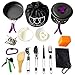 Gold Armour 17 Pieces Camping Cookware Mess Kit Backpacking Gear & Hiking Outdoors Bug Out Bag Cooking Equipment Cookset | Lightweight, Compact, Durable Pot Pan Bowls
