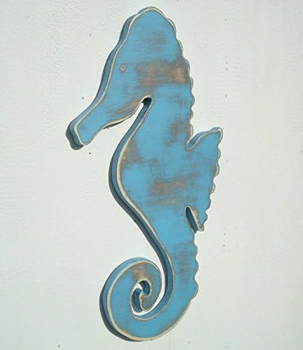 heavier distressed wood seahorse wall art