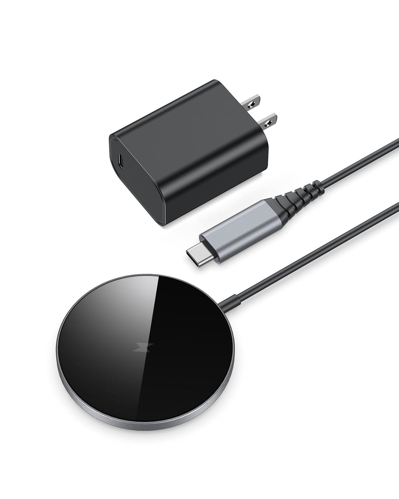 Magnetic Wireless Charger - NANAMI Fast Wireless Charging Pad for MagSafe Charger iPhone 17/17 Air/16/15/14/13/12, Phone Charger for Airpods 3/2/Pro/Pro 2, 20W PD USB-C Charger Adapter Included(Black)