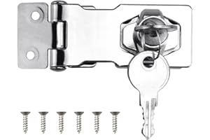 Snillok Keyed Hasp Lock Hasp and Staple with Padlock, 4 Inch Knob Locking Hasps Heavy Duty Shed Lock Door Locks Hasps Safety 