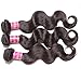 UNice Hair Malaysian Body Wave Hair 3 Bundles with Free Part 4x4 Lace Closure, 100% Unprocessed Virgin Human Hair Weave Extensions Natural Color（14 16 18+12 Closure）