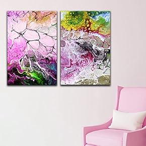 2 Panel Canvas Wall Art - Abstract Colorful Color Compositon - Giclee Print Gallery Wrap Modern Home Art Ready to Hang - 16"x24" x 2 Panels