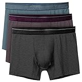 Separatec Men's Separate Pouch Fast Dry Striped Boxer Briefs Underwear 3 Pack(L,Blue/Black/Wine)