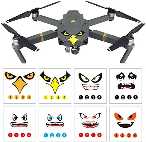 HINK 8Pcs Art Eagle Smile Emoji Shark Sticker Decal Eyes Skin For DJI Mavic Pro Spark