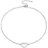 EnCharmed Stainless Steel Open Heart Dainty Choker, Handmade Minimal Layering Adjustable Necklace 14-16 Inches