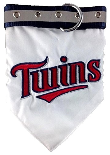 MLB BANDANA - MINNESOTA TWINS DOG BANDANA with Reflective & Adjustable DOG COLLAR, Large